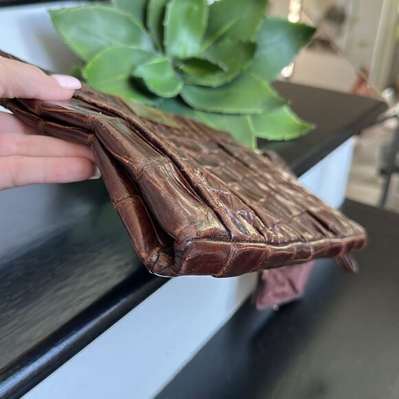 Vintage 1940s genuine crocodile embossed clutch wristlet handbag collectors rare - Picture 12 of 13